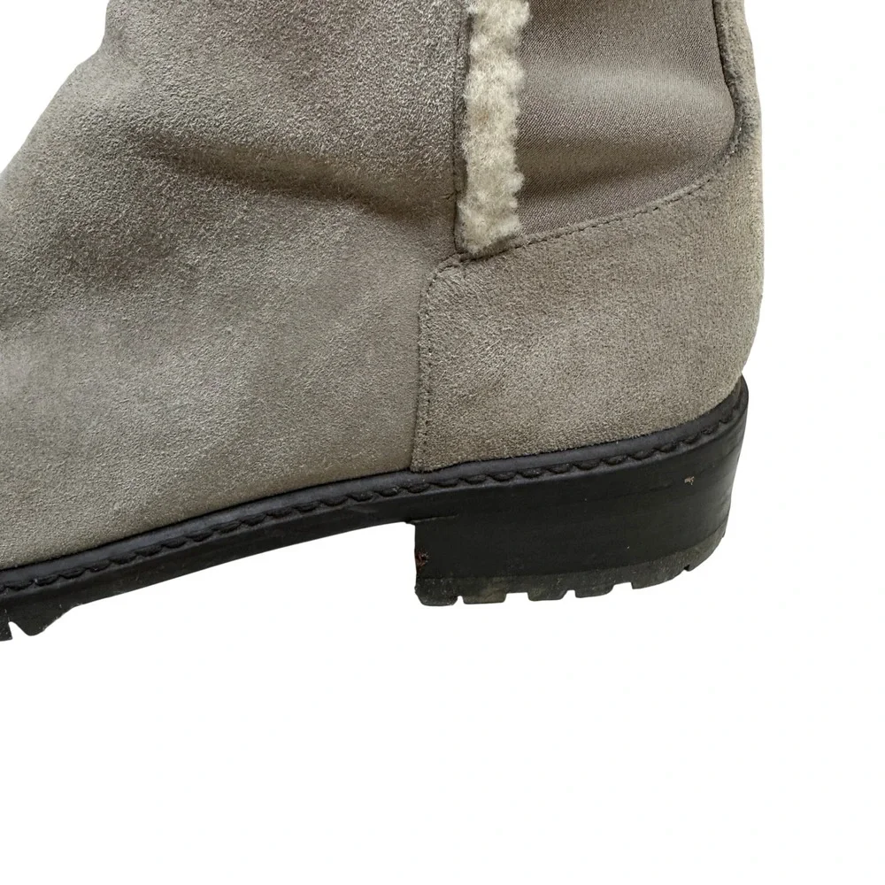 Stuart Weitzman Gray Suede Parka Shearling Lined Over The Knee Boots Women's 8.5